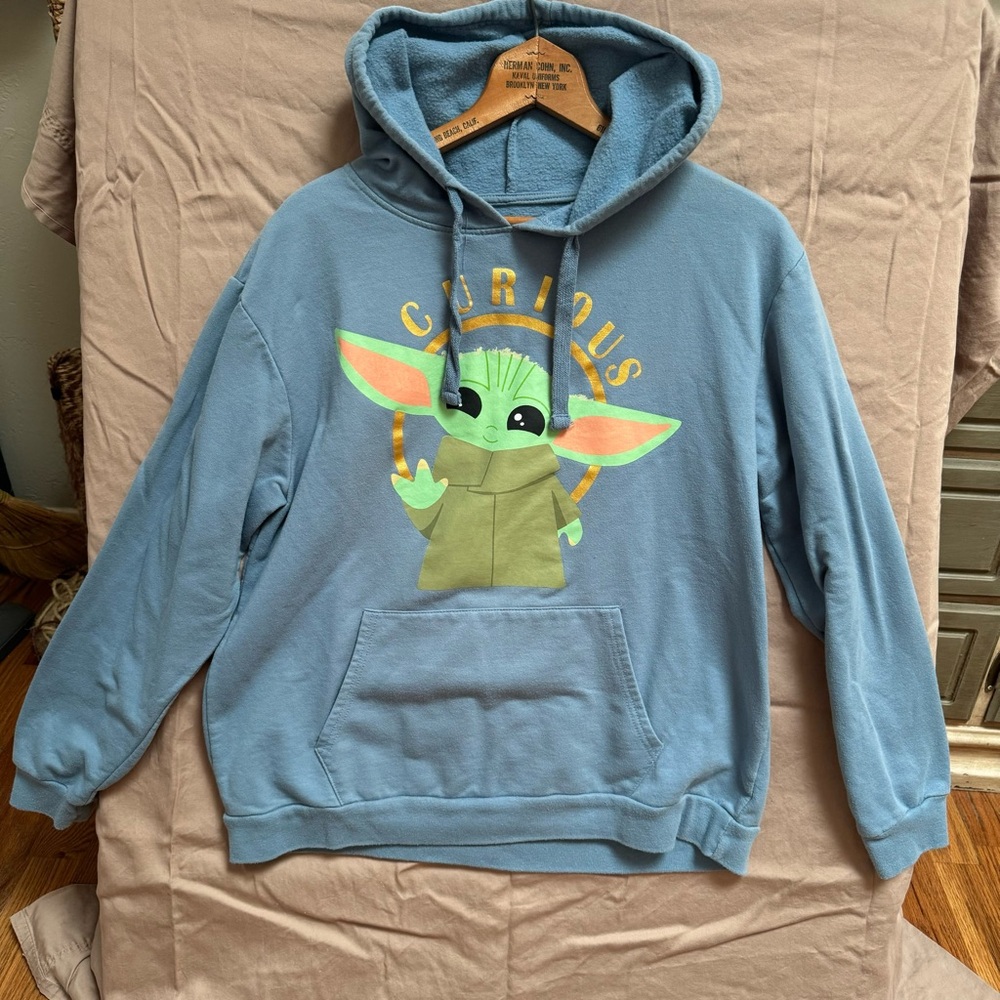 Grogu Sweatshirt XL(15-17) baby yoda the child hoodie blue Star Wars kids‎